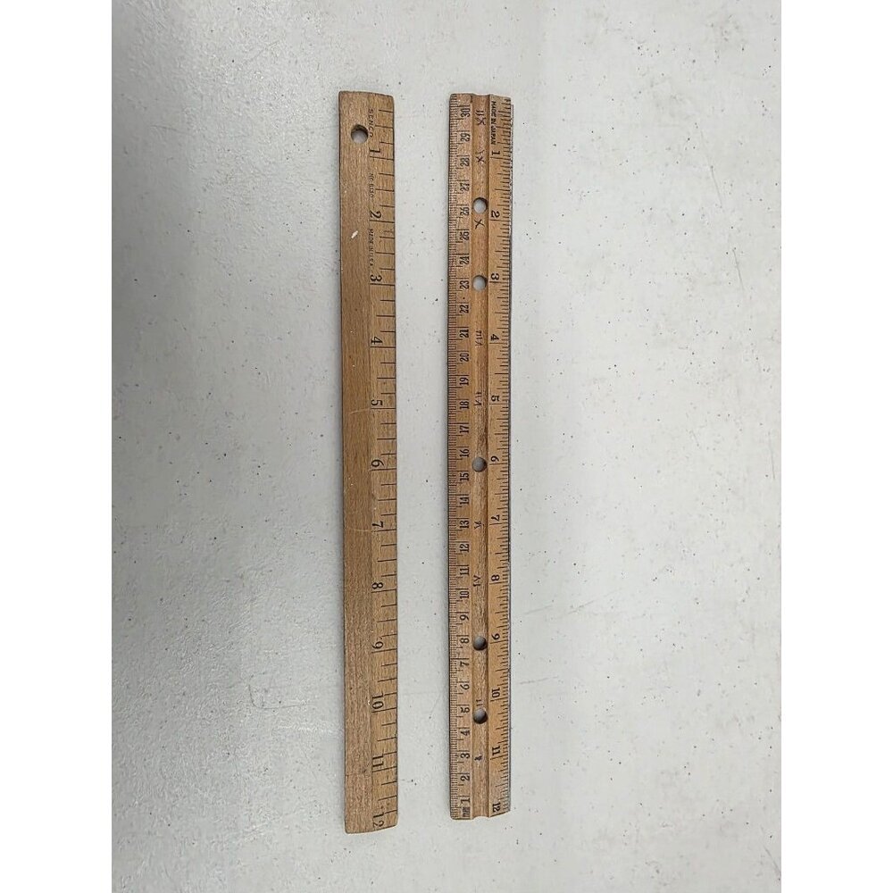 Vintage Wooden Rulers Lot - SENCO USA & Made in Japan 12-Inch Woodworking Tools